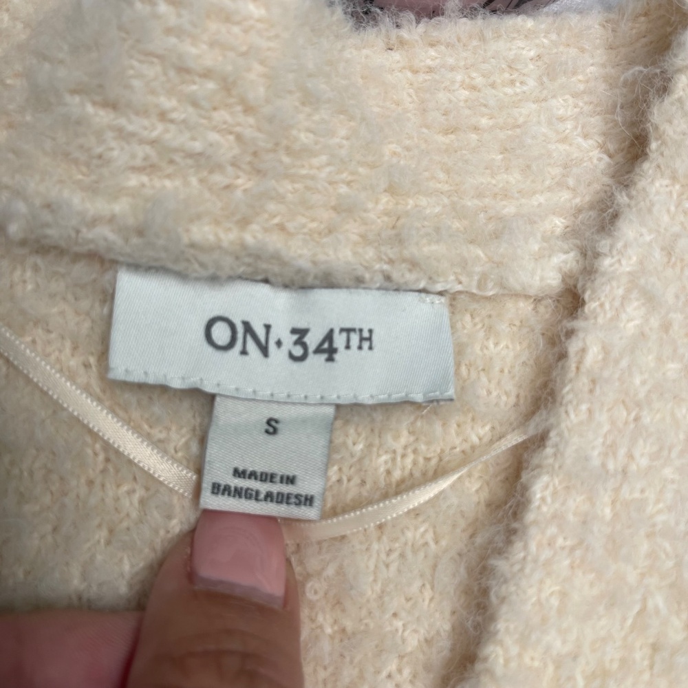Bohemian  Boucle long, open-front duster cardigan, in PASTEL ROSE TAN size S - Picture 5 of 13